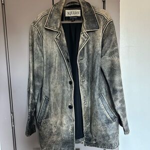 M.Julian Leather Coat with Distressed Gray Finish
